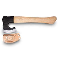 Roselli R860 Axe Short Handle Kempová sekera 9 cm, dřevo břízy, kožené pouzdro