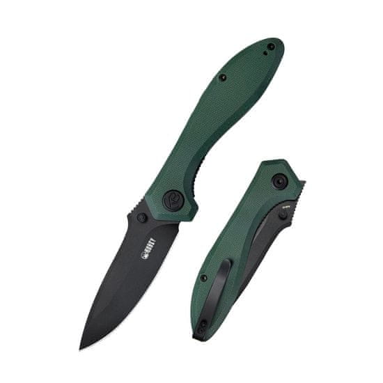 KUBEY KU314L Ruckus Green Black kapesní nůž 8,4 cm, černá, tmavě zelená, G10, spona