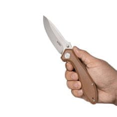 KUBEY KU314M Ruckus Tan kapesní nůž 8,4 cm, hnědá, Micarta, spona