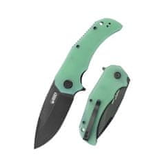 KUBEY KU319C Bravo One Drop Point kapesní outdoorový nůž 8,6 cm, Blackwash, nefritová Jade, G10