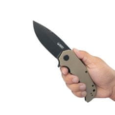 KUBEY KU319D Bravo One Drop Point kapesní outdoorový nůž 8,6 cm, Blackwash, hnědá Tan, G10