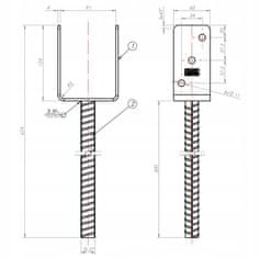 DOMAX Základna kotevního šroubu pozinkovaná 91x624x124mm