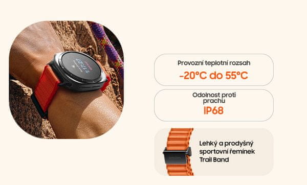 Chytré hodinky smartwatch Samsung Galaxy Watch Ultra nerezová ocel otočná luneta chytré hodinky výkonné chytré hodinky zdravotní funkce operační systém Wear OS jedinečné funkce vyspělé funkce Google Pay EKG míra okysličení krve fitness hodinky vlajkový výkon kvalitní materiál EKG prémiové zpracování odolné materiály NFC platby interní paměť hudba multisport ovládání fotoaparátu přivolání pomoci výkonné smartwatch sos funkce navigace dvoufrekvenční gps ai funkce