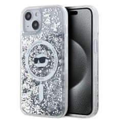 Karl Lagerfeld  Liquid Glitter Choupette Head Magsafe Zadní Kryt pro iPhone 15 Transparent