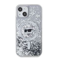 Karl Lagerfeld  Liquid Glitter Choupette Head Magsafe Zadní Kryt pro iPhone 15 Transparent