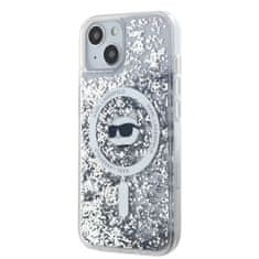 Karl Lagerfeld  Liquid Glitter Choupette Head Magsafe Zadní Kryt pro iPhone 15 Transparent