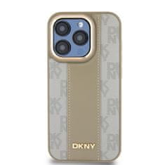 DKNY  PU Leather Checkered Pattern Magsafe Zadní Kryt pro iPhone 15 Pro Max Beige