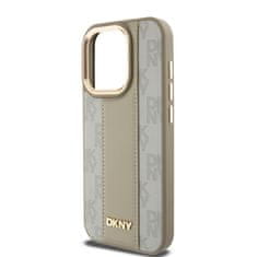 DKNY  PU Leather Checkered Pattern Magsafe Zadní Kryt pro iPhone 15 Pro Beige