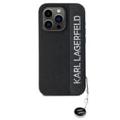 Karl Lagerfeld  PU Saffiano Rhinestone Charm Zadní Kryt pro iPhone 15 Pro Black