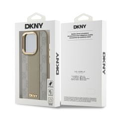 DKNY  PU Leather Checkered Pattern Magsafe Zadní Kryt pro iPhone 15 Pro Beige