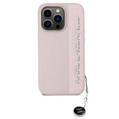 Karl Lagerfeld  PU Saffiano Rhinestone Charm Zadní Kryt pro iPhone 15 Pro Pink