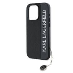 Karl Lagerfeld  PU Saffiano Rhinestone Charm Zadní Kryt pro iPhone 15 Pro Black