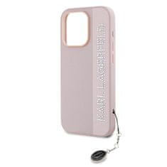 Karl Lagerfeld  PU Saffiano Rhinestone Charm Zadní Kryt pro iPhone 15 Pro Pink