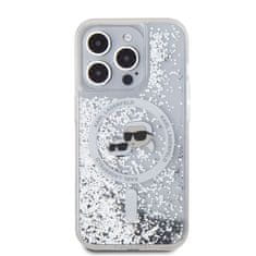 Karl Lagerfeld  Liquid Glitter Karl and Choupette Heads MagSafe Zadní Kryt pro iPhone 15 Pro Transparent