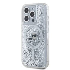 Karl Lagerfeld  Liquid Glitter Karl and Choupette Heads MagSafe Zadní Kryt pro iPhone 15 Pro Transparent