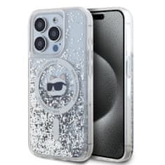 Karl Lagerfeld  Liquid Glitter Choupette Head MagSafe Zadní Kryt pro iPhone 15 Pro Max Transparent