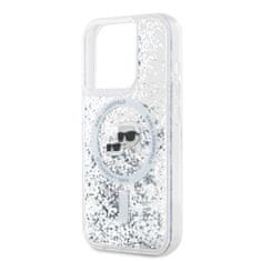 Karl Lagerfeld  Liquid Glitter Karl and Choupette Heads MagSafe Zadní Kryt pro iPhone 15 Pro Transparent