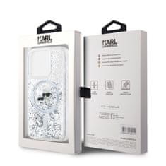 Karl Lagerfeld  Liquid Glitter Karl and Choupette Heads MagSafe Zadní Kryt pro iPhone 15 Pro Transparent