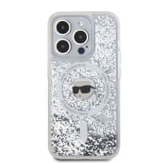 Karl Lagerfeld  Liquid Glitter Karl Head MagSafe Zadní Kryt pro iPhone 15 Pro Transparent