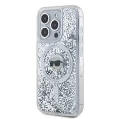 Karl Lagerfeld  Liquid Glitter Karl Head MagSafe Zadní Kryt pro iPhone 15 Pro Transparent