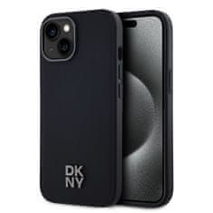 DKNY Zadní Kryt PU Leather Stack Logo Magsafe pro iPhone 15 černý