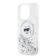 Karl Lagerfeld  Liquid Glitter Choupette Head MagSafe Zadní Kryt pro iPhone 15 Pro Max Transparent