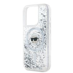 Karl Lagerfeld  Liquid Glitter Karl Head MagSafe Zadní Kryt pro iPhone 15 Pro Transparent