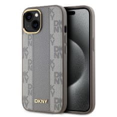 DKNY Zadní Kryt PU Leather Checkered Pattern Magsafe na iPhone 15 Beige