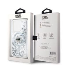 Karl Lagerfeld  Liquid Glitter Karl Head MagSafe Zadní Kryt pro iPhone 15 Pro Transparent