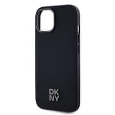 DKNY Zadní Kryt PU Leather Stack Logo Magsafe pro iPhone 15 černý