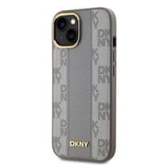 DKNY Zadní Kryt PU Leather Checkered Pattern Magsafe na iPhone 15 Beige