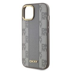 DKNY Zadní Kryt PU Leather Checkered Pattern Magsafe na iPhone 15 Beige