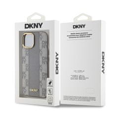 DKNY Zadní Kryt PU Leather Checkered Pattern Magsafe na iPhone 15 Beige