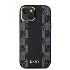 DKNY Zadní Kryt PU Leather Checkered Pattern Magsafe pro iPhone 15 černý