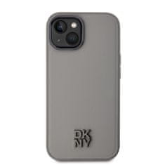 DKNY Zadní Kryt PU Leather Stack Logo Magsafe pro iPhone 15 Grey