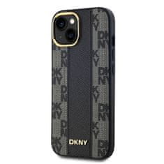 DKNY Zadní Kryt PU Leather Checkered Pattern Magsafe pro iPhone 15 černý