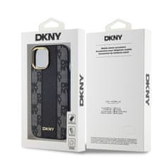 DKNY Zadní Kryt PU Leather Checkered Pattern Magsafe pro iPhone 15 černý