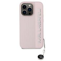 Karl Lagerfeld  PU Saffiano Rhinestone Charm Zadní Kryt pro iPhone 14 Pro Pink