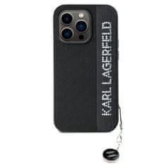 Karl Lagerfeld  PU Saffiano Rhinestone Charm Zadní Kryt pro iPhone 14 Pro Black