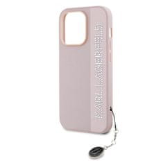 Karl Lagerfeld  PU Saffiano Rhinestone Charm Zadní Kryt pro iPhone 14 Pro Pink