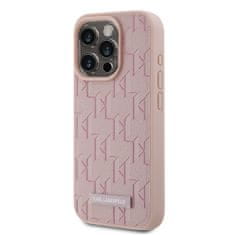 Karl Lagerfeld  PU Leather Monogram Metal Logo Magsafe Zadní Kryt pro iPhone 15 Pro Max Pink