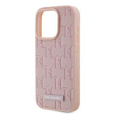 Karl Lagerfeld  PU Leather Monogram Metal Logo Magsafe Zadní Kryt pro iPhone 15 Pro Max Pink