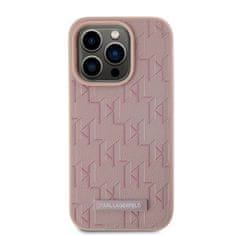 Karl Lagerfeld  PU Leather Monogram Metal Logo Magsafe Zadní Kryt pro iPhone 15 Pro Max Pink