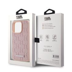 Karl Lagerfeld  PU Leather Monogram Metal Logo Magsafe Zadní Kryt pro iPhone 15 Pro Max Pink