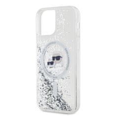 Karl Lagerfeld  Liquid Glitter Karl and Choupette Heads MagSafe Zadní Kryt pro iPhone 12/12 Pro Transparent