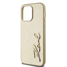 Karl Lagerfeld  Wrinkled PU Signature Logo Zadní Kryt pro iPhone 14 Pro Gold