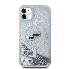 Karl Lagerfeld  Liquid Glitter Karl and Choupette Heads Magsafe Zadní Kryt pro iPhone 11 Transparent