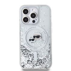 Karl Lagerfeld  Liquid Glitter Karl and Choupette Heads MagSafe Zadní Kryt pro iPhone 14 Pro Max Transparent