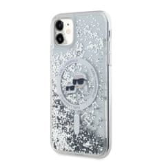 Karl Lagerfeld  Liquid Glitter Karl and Choupette Heads Magsafe Zadní Kryt pro iPhone 11 Transparent