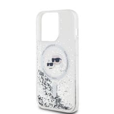 Karl Lagerfeld  Liquid Glitter Karl and Choupette Heads MagSafe Zadní Kryt pro iPhone 13 Pro Transparent